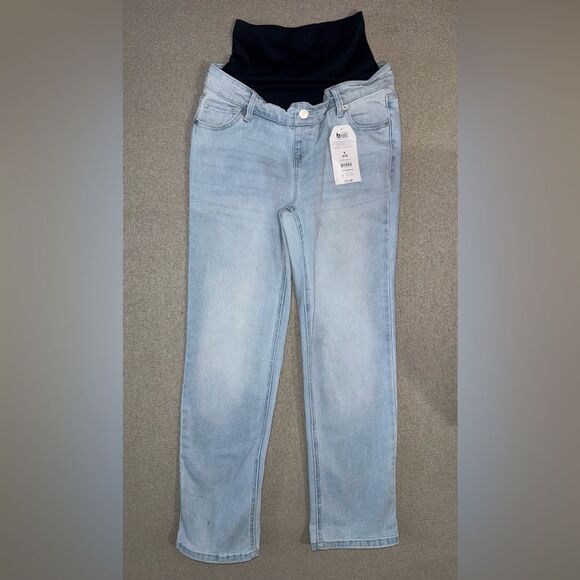 Time and Tru Denim - Time and Tru size small Women's light blue wash Maternity Straight Jeans NWT